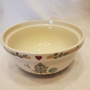 Casuals By China Pearl Vintage Stoneware Birdhouse Large Mixing Bowl